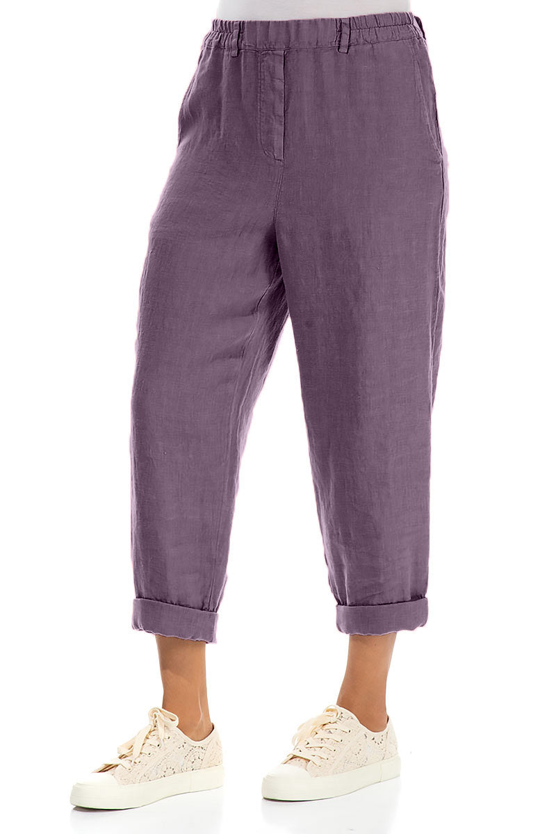 Roll Up Amethyst Linen Trousers 3