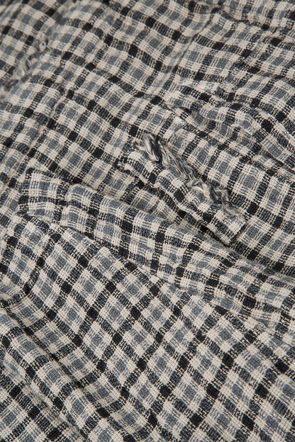Roll Up Beige Heritage Check Linen Trousers 6