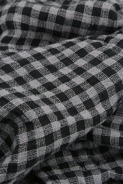 Roll Up Grey Check Linen Trousers 4