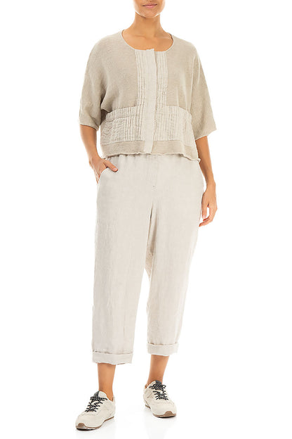 Roll Up Natural Linen Trousers 4