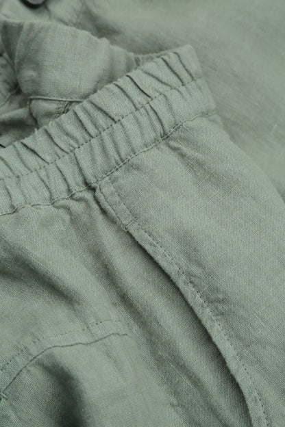 Roll Up Sage Linen Trousers 4