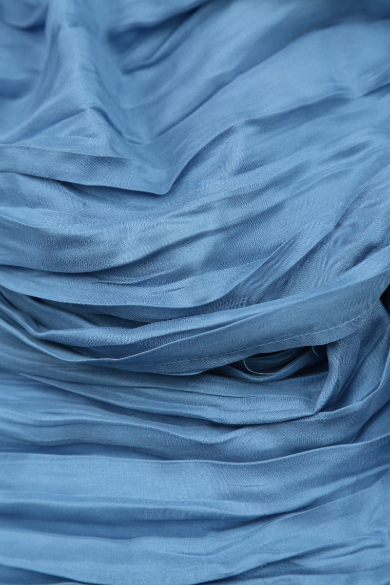 Romantic Blue Nova Crumpled Maxi Pure Silk Dress 5
