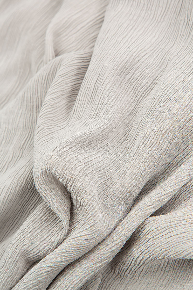 Romantic Cream Grey Silk Viscose Dress 5