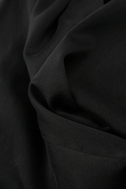 Romantic Front Tucks Black Silk Bamboo Dress 5