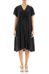 Romantic Front Tucks Black Silk Bamboo Dress 1