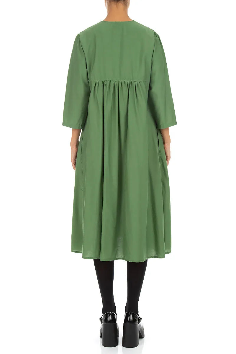 Romantic Pin Tuck Shamrock Green Silk Bamboo Dress 2