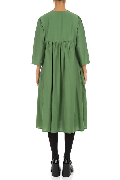 Romantic Pin Tuck Shamrock Green Silk Bamboo Dress 2