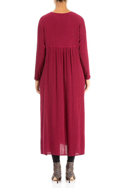 Romantic Ruby Silk Viscose Dress