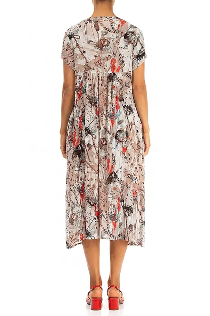 Romantic Savannah Textured Silk Midi Dress 3