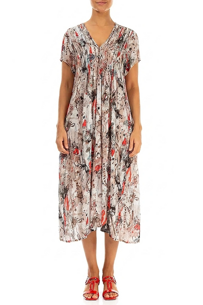Romantic Savannah Textured Silk Midi Dress 2