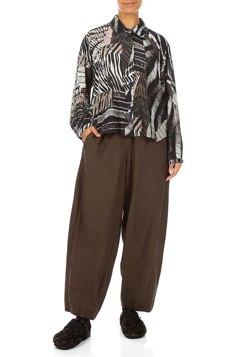 Rounded Hem Wild Ink Textured Silk Shirt 4