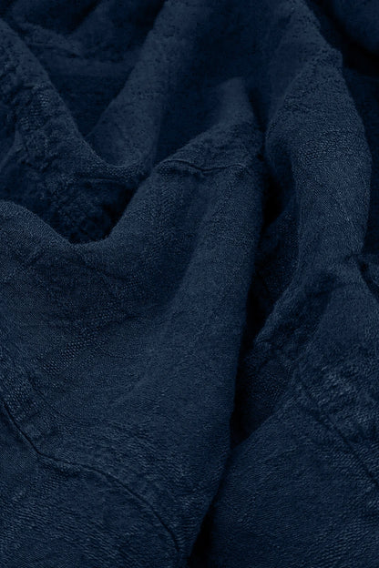 Royal Blue Patterned Linen Dungaree Dress 5