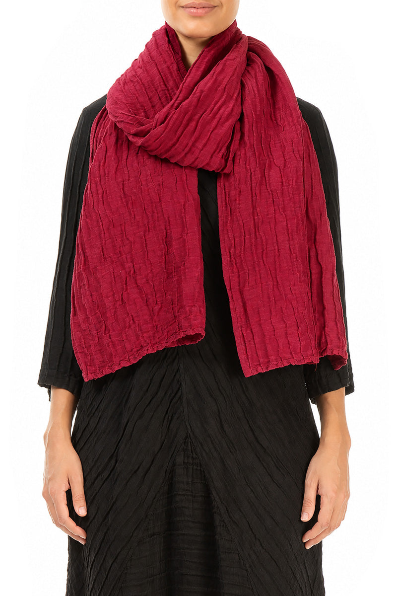 Ruby Crinkled Silk Linen Scarf