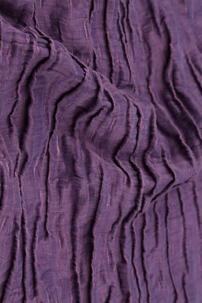 Jupe froncée en soie et Lin Froissé violet