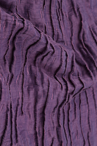 Jupe froncée en soie et Lin Froissé violet