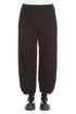 Ruched Hem Black Crinkled Silk Linen Trousers 1