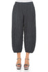 Ruched Hem Graphite Crinkled Silk Linen Trousers 1