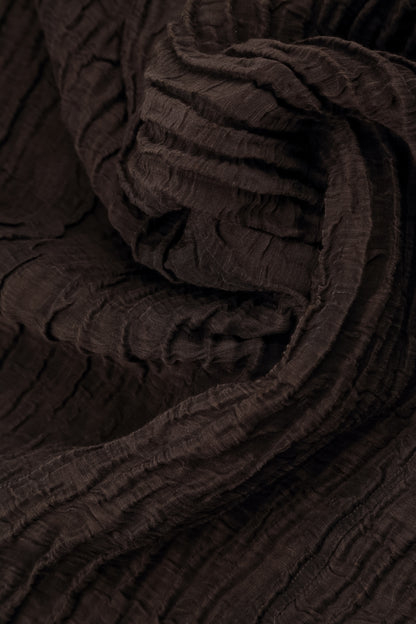 Ruched Hem Truffle Brown Crinkled Silk Linen Trousers 5