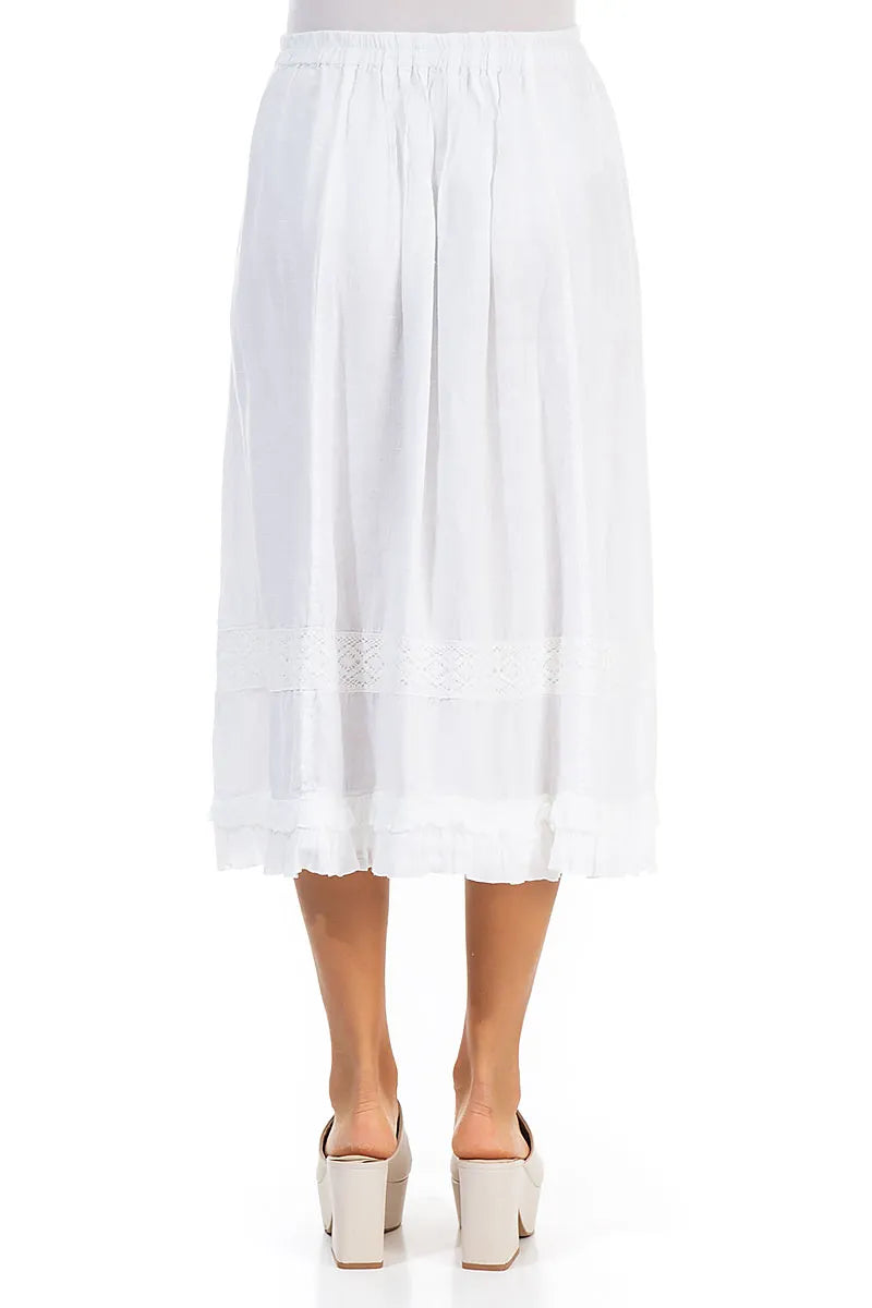 Ruffled Lace White Linen Skirt 2