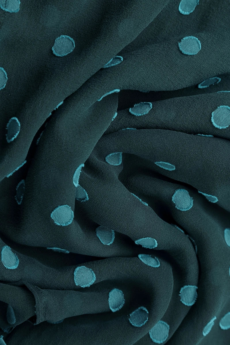 Écharpe en Soie à pois Turquoise profond