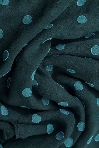 Écharpe en Soie à pois Turquoise profond
