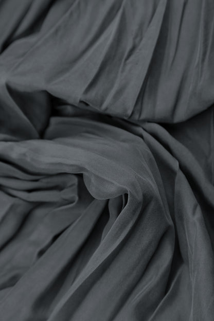 Romantic Graphite Crumpled Pure Silk Dress 5