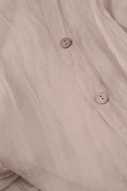 Buttoned Greige Silk Chiffon Jacket 7