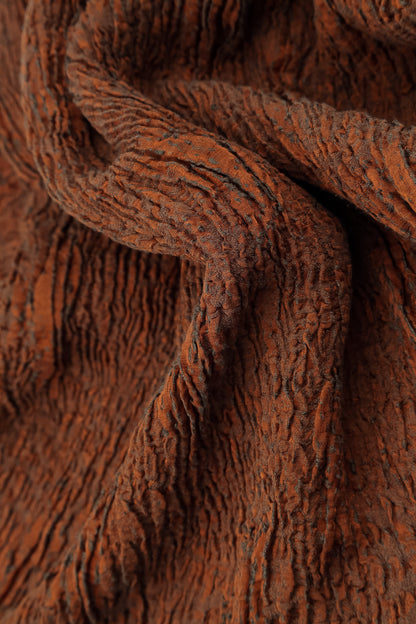 Short Aged Copper Textured Silk Linen Jacket 5