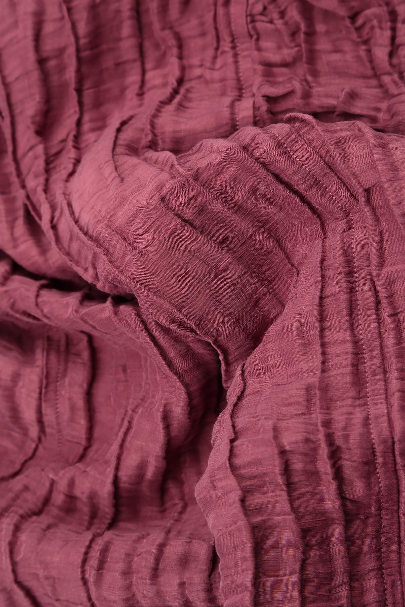 Asymmetric Crinkled Antique Ruby Silk Linen Tunic 6