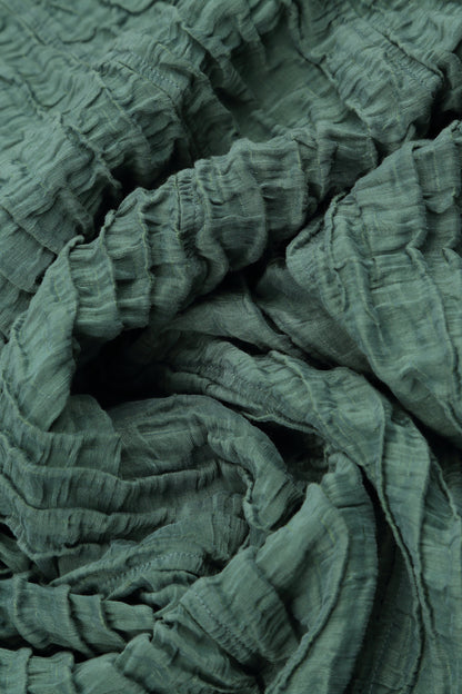 Dropped Edge Crinkled Sage Silk Linen Jacket 5