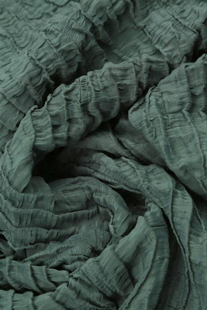 Flared Crinkled Sage Silk Linen Shirt 5