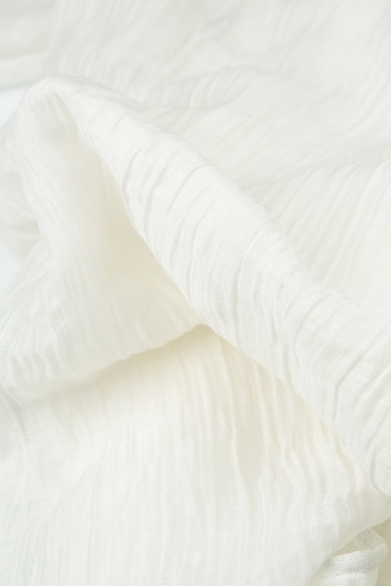Sweetheart Neck Crinkled White Silk Top 5