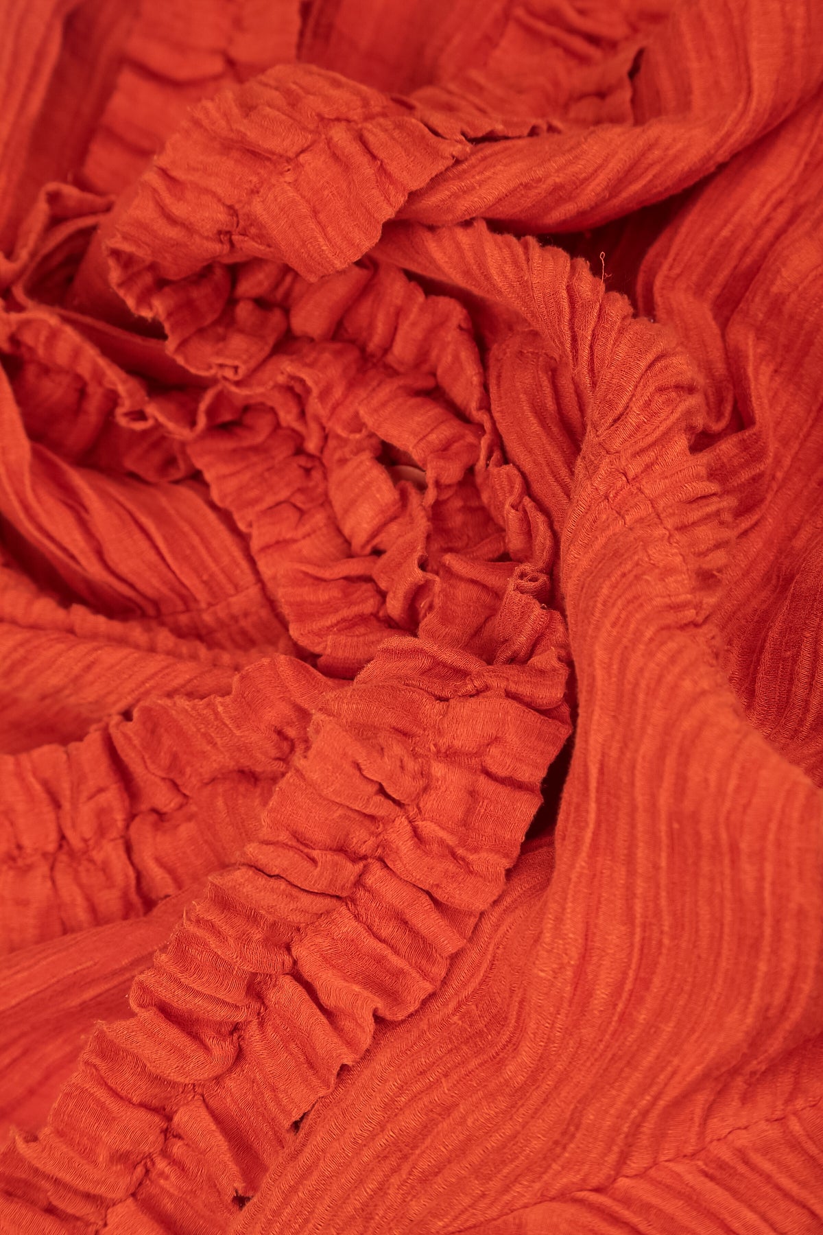 Centre Frill Crinkled Flame Orange Silk Jacket 5