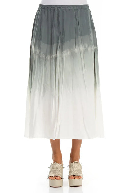 Sage Ombré Crumpled Pure Silk Skirt 1