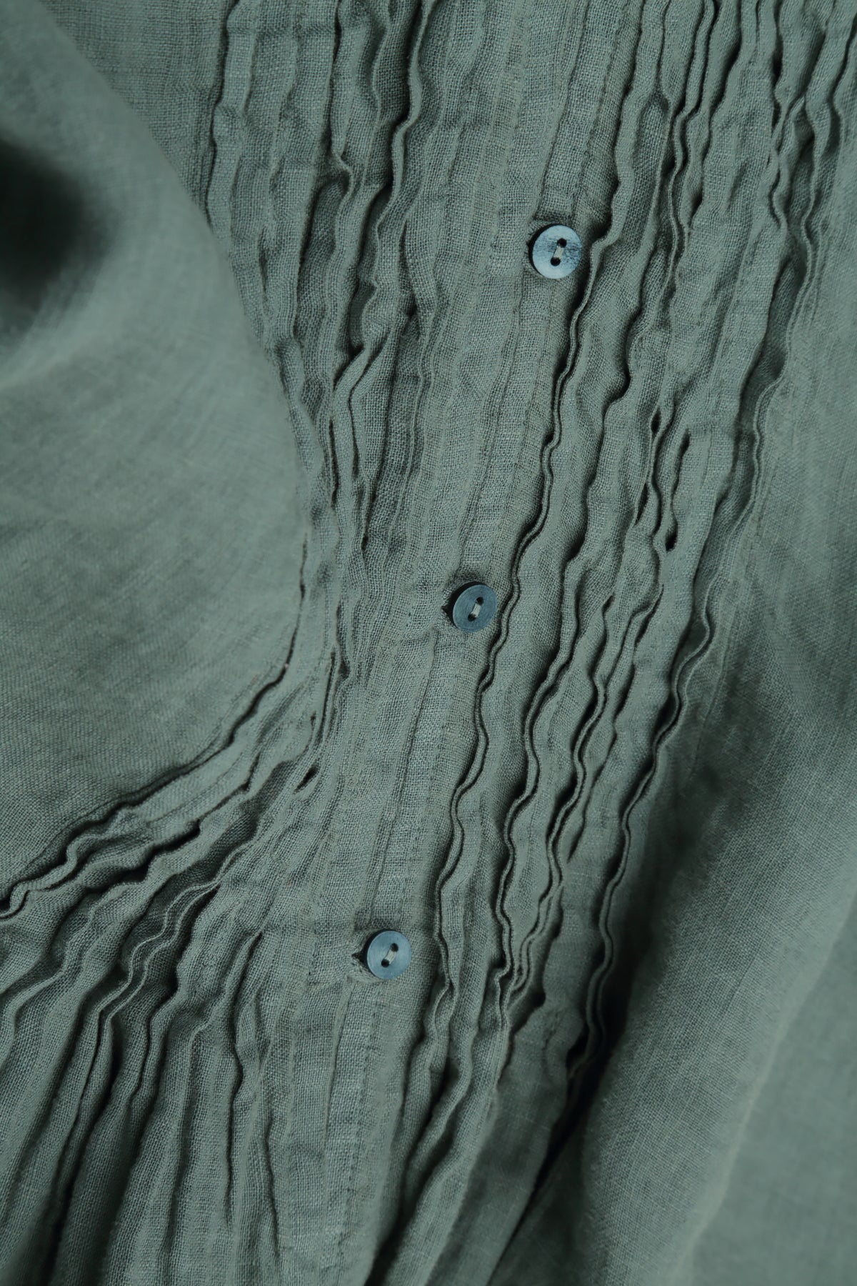 Sage Pintuck Linen Shirt Dress 5