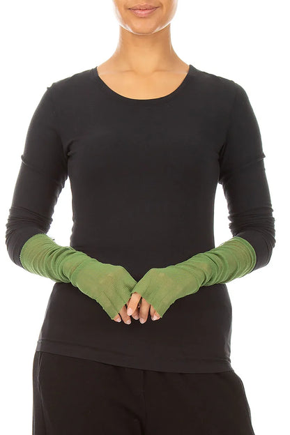 Kleeblattgrüne Handgelenkwärmer aus weicher Baumwolle mit Mesh