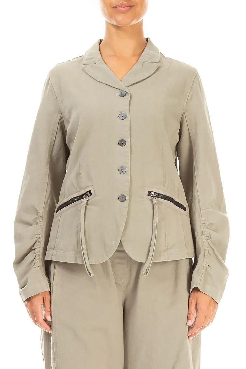 Shaped Olive Grey Stretch Cotton Jacket 1