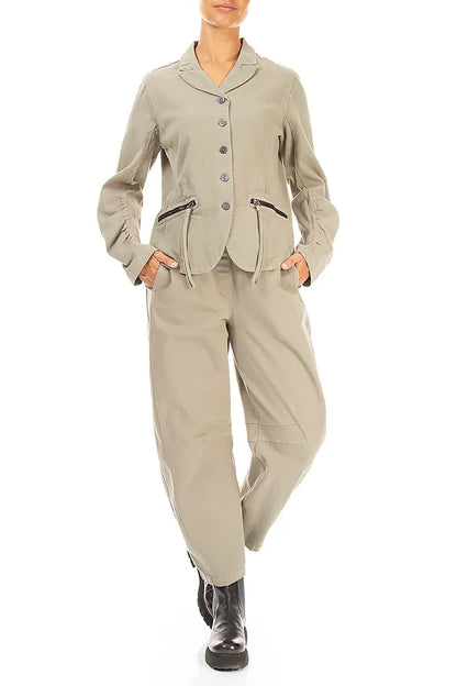 Shaped Olive Grey Stretch Cotton Jacket 4