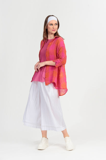 Sheer Fuchsia Mesh Soft Cotton Blouse 6