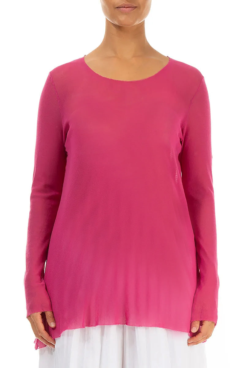 Sheer Fuchsia Mesh Soft Cotton Blouse 1