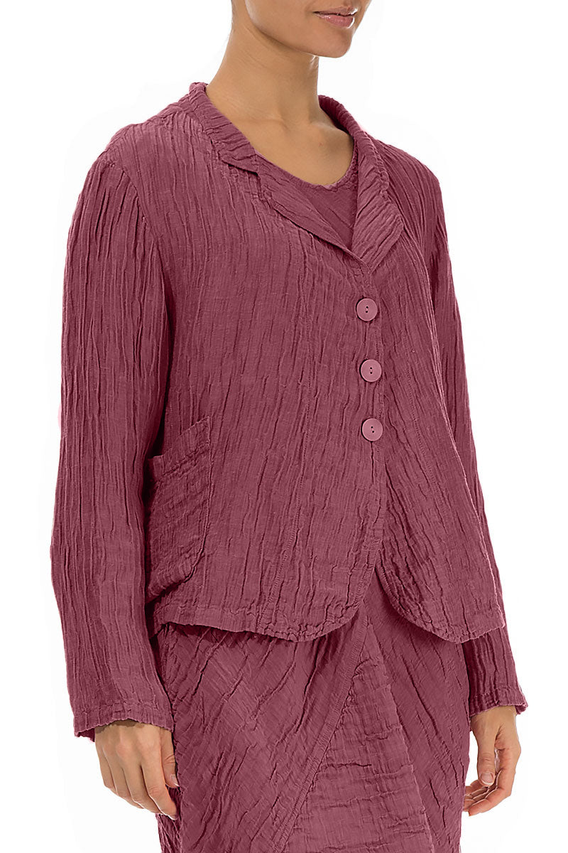 Short Crinkled Antique Ruby Silk Jacket 3