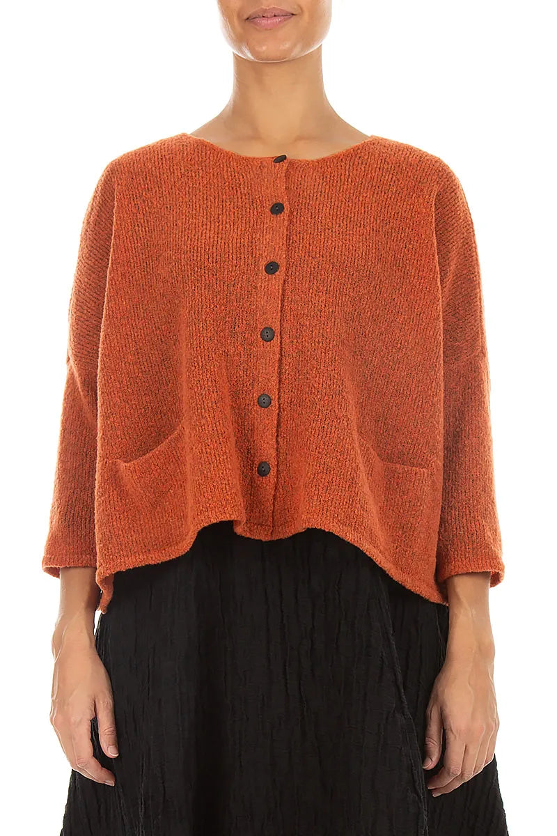 Short Loose Orange Wool Cardigan 1