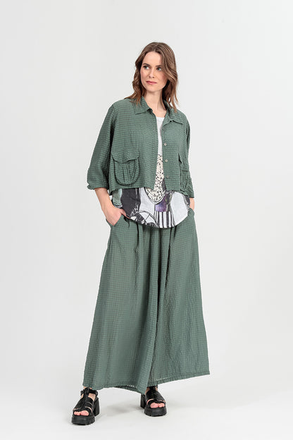 Short Sage Textured Silk Jacket 1