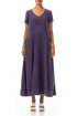 Short Sleeves Amethyst Linen Maxi Dress 1