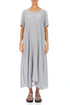 Short Sleeves Flared Silver Grey Silk Viscose Dress 1