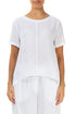 Short Sleeves Flared White Linen Top 1