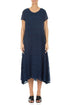 Short Sleeves Navy Light Silk Dress 1
