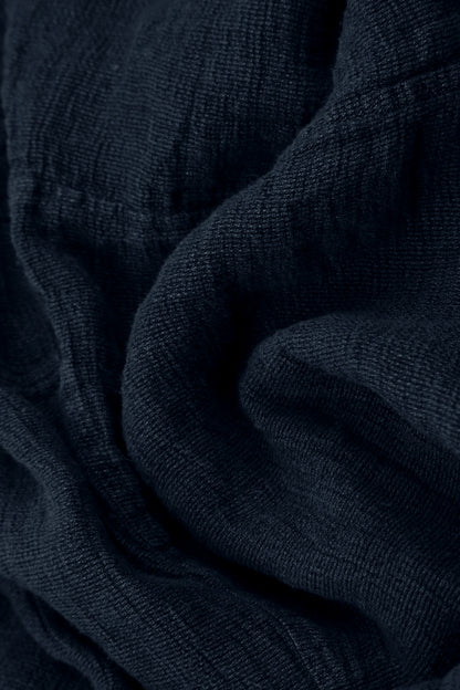 Side Buttons Royal Blue Mélange Linen Dress 5