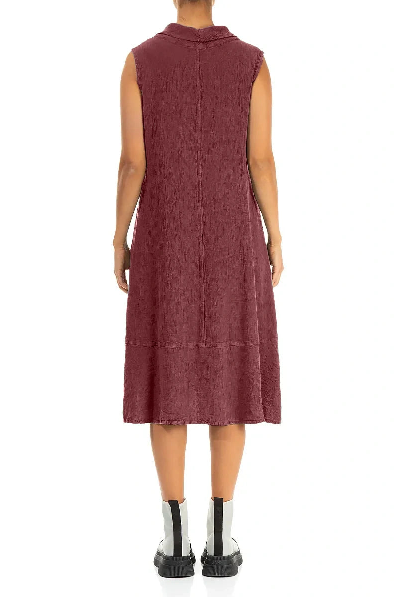 Side Pocket Antique Ruby Linen Viscose Dress 2
