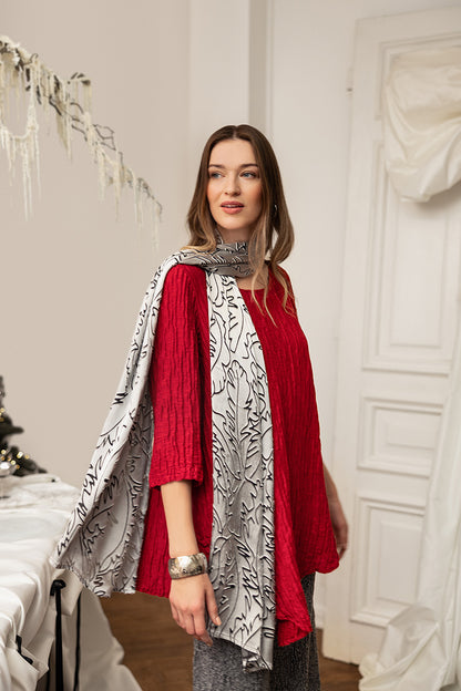 Silver Devoré Feather Silk Scarf 6